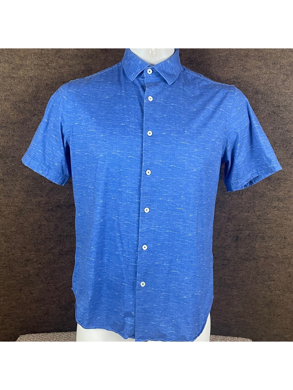 Bugatchi Ooohcotton Shirt Men’s Large 8 Way Stretch Blue Button Up E18